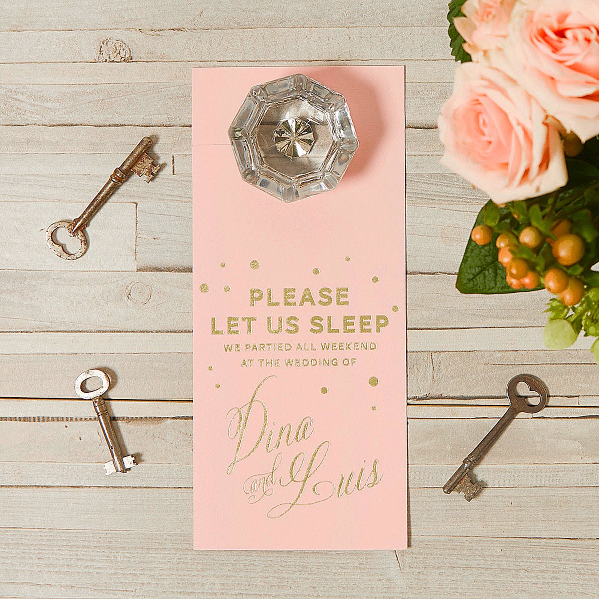 Please Let Us Sleep Doortag - Polka Dots Wedding Favor, Goodie Bag Hotel Welcome Party Decor