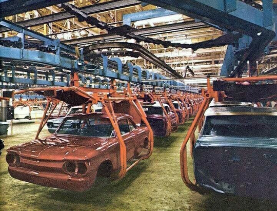 1960's Chevrolet Corvair General Motors Plant Production Line Classic Car Pic On Mouse Pad
