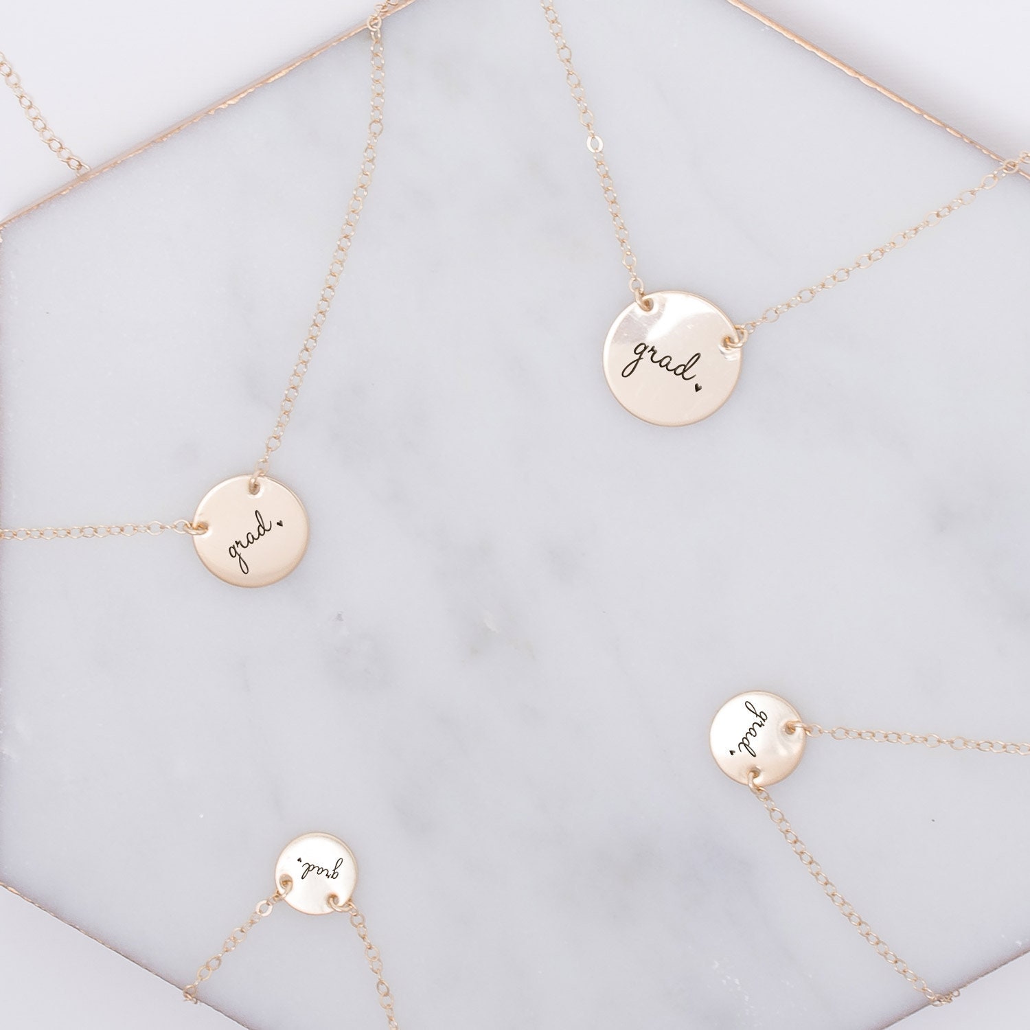 Delicate Grad Necklace, Sterling Silver Gold Circle Graduation Necklace For Graduates, Gift