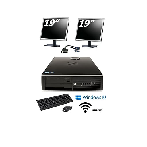 Refurbished HP 8000 SFF Core 2 Duo 3.0 (Includes two 19" LCD monitors), 8GB, 1TB, DVDRW, WiFi, Win 10 Pro