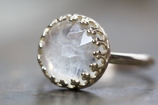 14Kt Gold Moonstone Ring 10mm Stone & Solid Gold