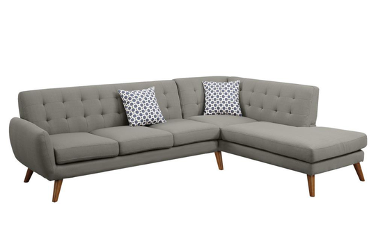 Poundex Belinda Midcentury Grey Polyester/Blend Sectional in Gray | F6953