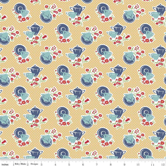 Sale Cook Book Dishes C11752 Daisy - Riley Blake Designs Lori Holt Flowers Vintage Diagonal Grid Quilting Cotton Fabric