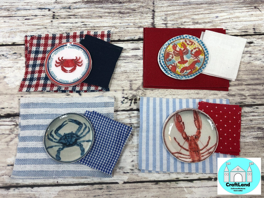 Miniature Dollhouse Table Mat Set, Seafood, Scale 112