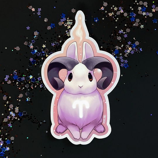 Aries Zodiac Sign Sticker | Cute Bunny Themed Die-Cut