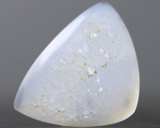 White Quartz & Agate Druzy Gemstone Flat Back All Natural Cabochon