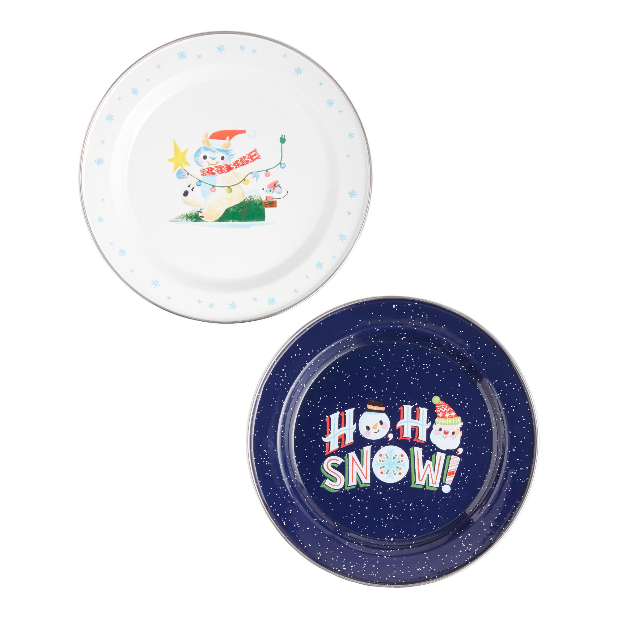 Festive Fun Enamel Dinner Plate: White by World Market