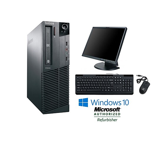 Refurbished Lenovo M91 Sff Intel Core I5 2400 3.1Ghz 8GB Ram 500GB Hard Drive DVD Windows 10 Pro Bundled With A 19 Lcd Monitor