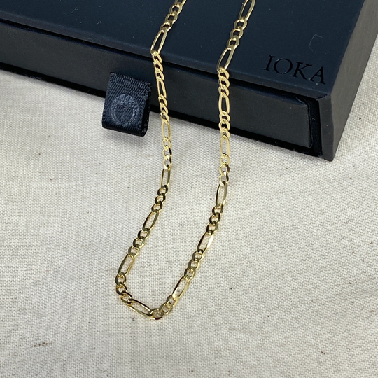 14K Real Yellow Gold Figaro 3+1 Chain Necklace With Lobster Clasp, Link Chain, Layering Necklace, 16" 18" 20" 22" 24"