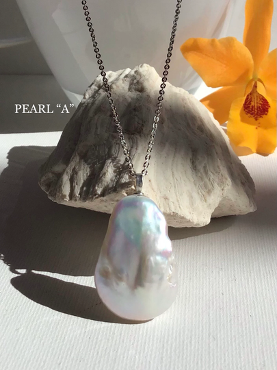 Large Baroque Pearl & Necklace. Aaa Quality. Sterling Silver Or 18K Agf