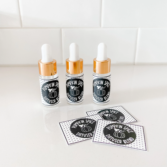 10Ml Pumpkin Spice Glass Dropper Bottle With Cute Decal, Ready To Ship Make Your Own Diy Pumpkin Spice Diffuser Blend