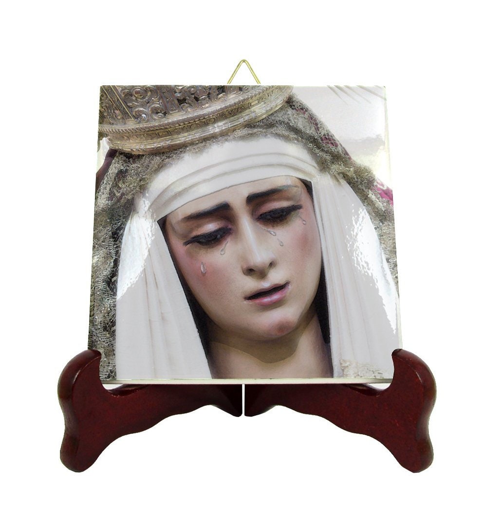 Catholic Gifts - Virgin Of The Gypsies Seville Religious Icon On Ceramic Tile Mary Plaque Pray Catholicism
