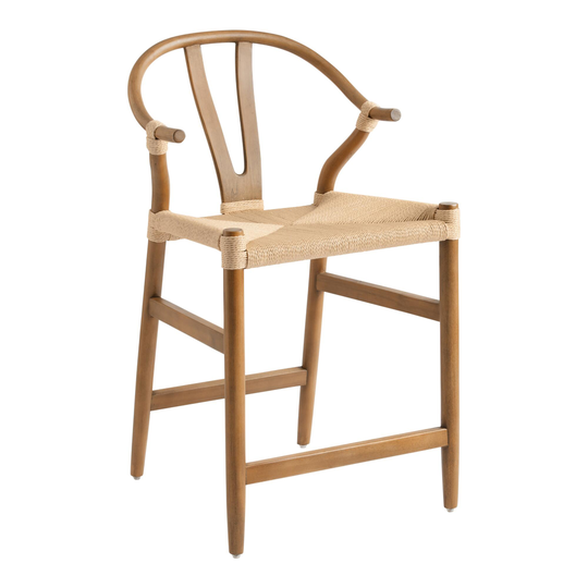 Vintage Acorn Split Back Freda Counter Stool: Brown/Natural - Wood by World Market