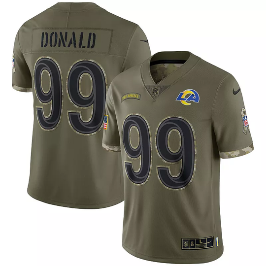 Men's Nike Aaron Donald Olive Los Angeles Rams 2022 Salute To Service Limited Jersey, Size: Small, Multicolor