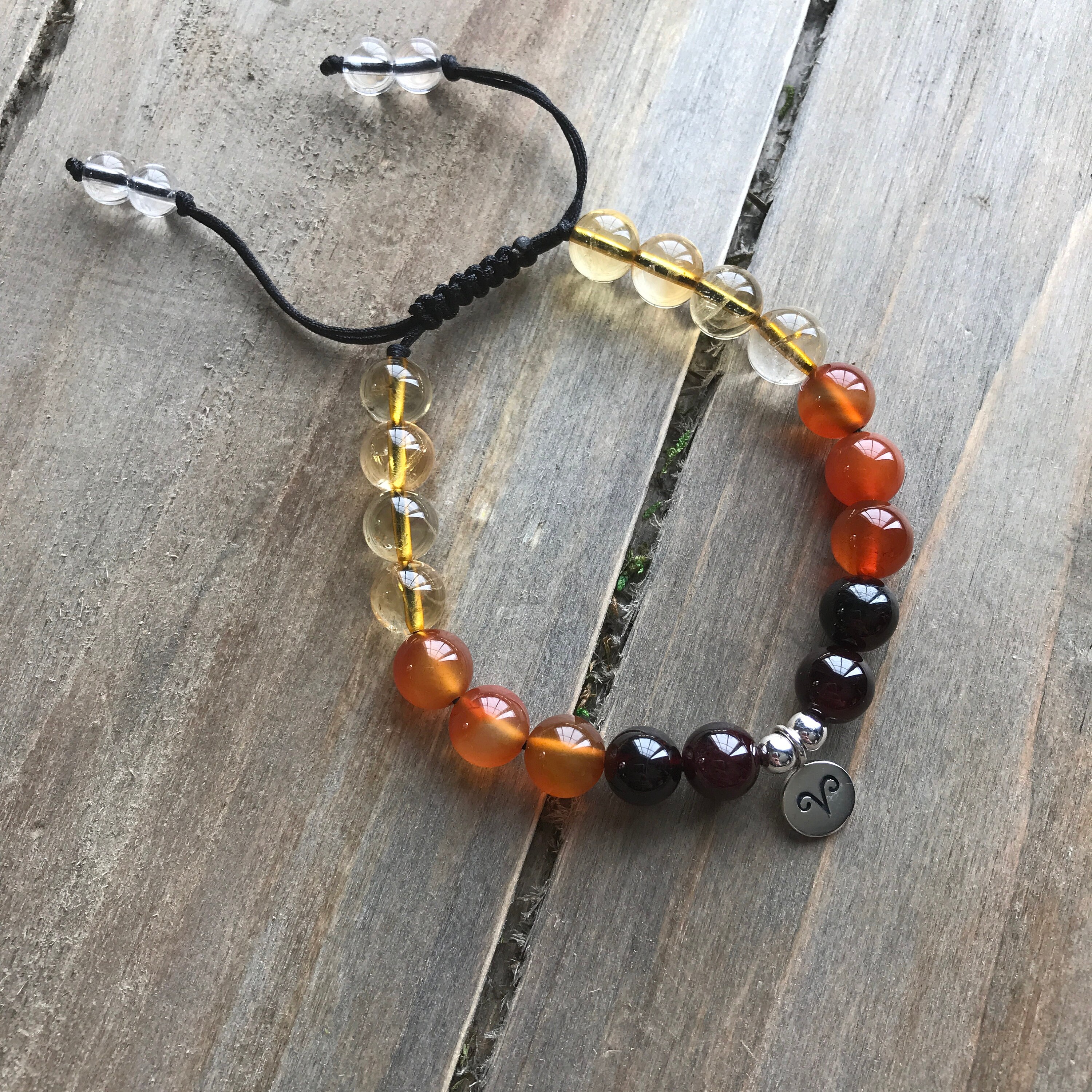 Aries Zodiac Power Bracelet With Macrame Closure - Sterling Silver Charm Adjustable Meditation Mala