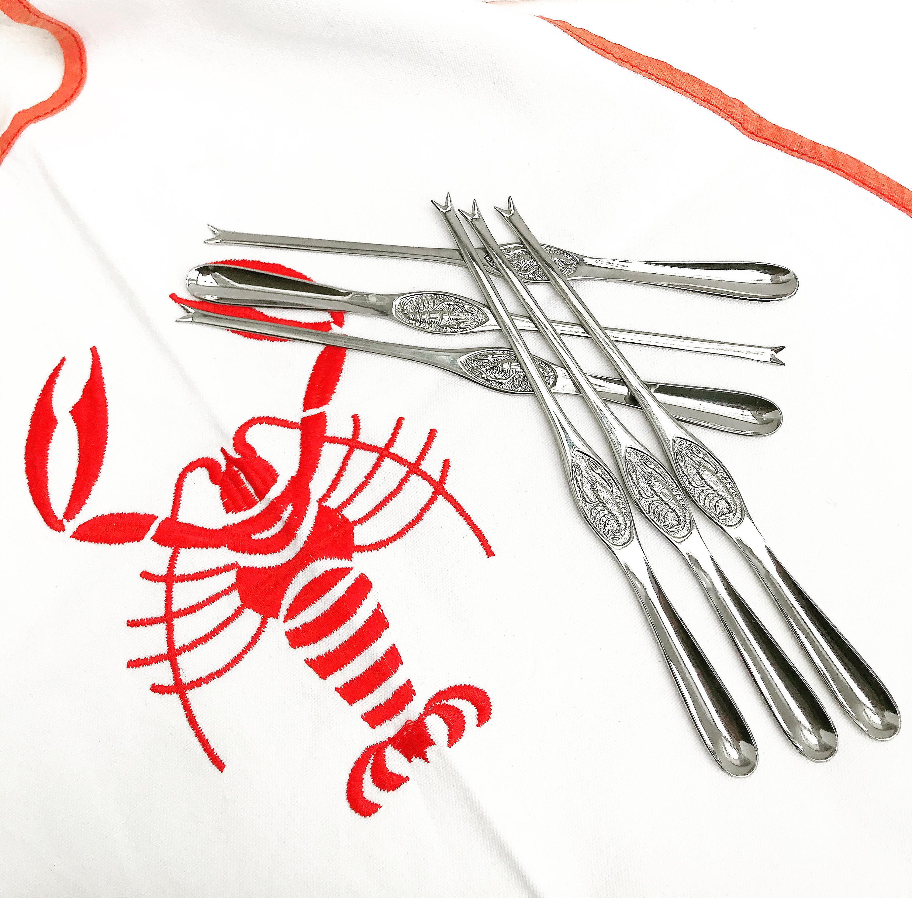 6 Lobster Fork Set Vintage Seafood Picks Forks Cutlery Stainless Steel Set Food Photo Prop Elegant Dinner Wedding Gift