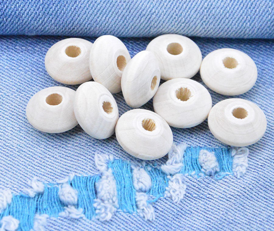 20 Pcs Unfinished Wooden Beads, Wood Abacus 19mm