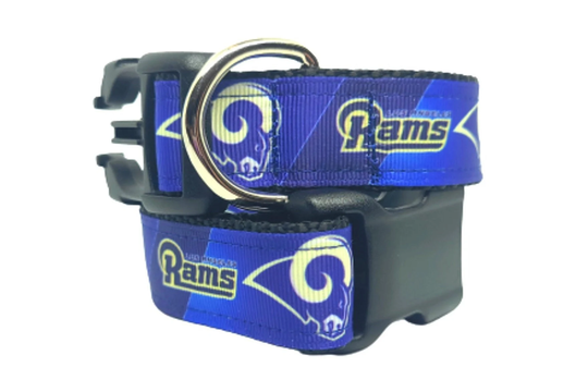 Los Angeles Rams Dog Collar, Nfl Nfc Pet 1" Thick, Adjustable Collar