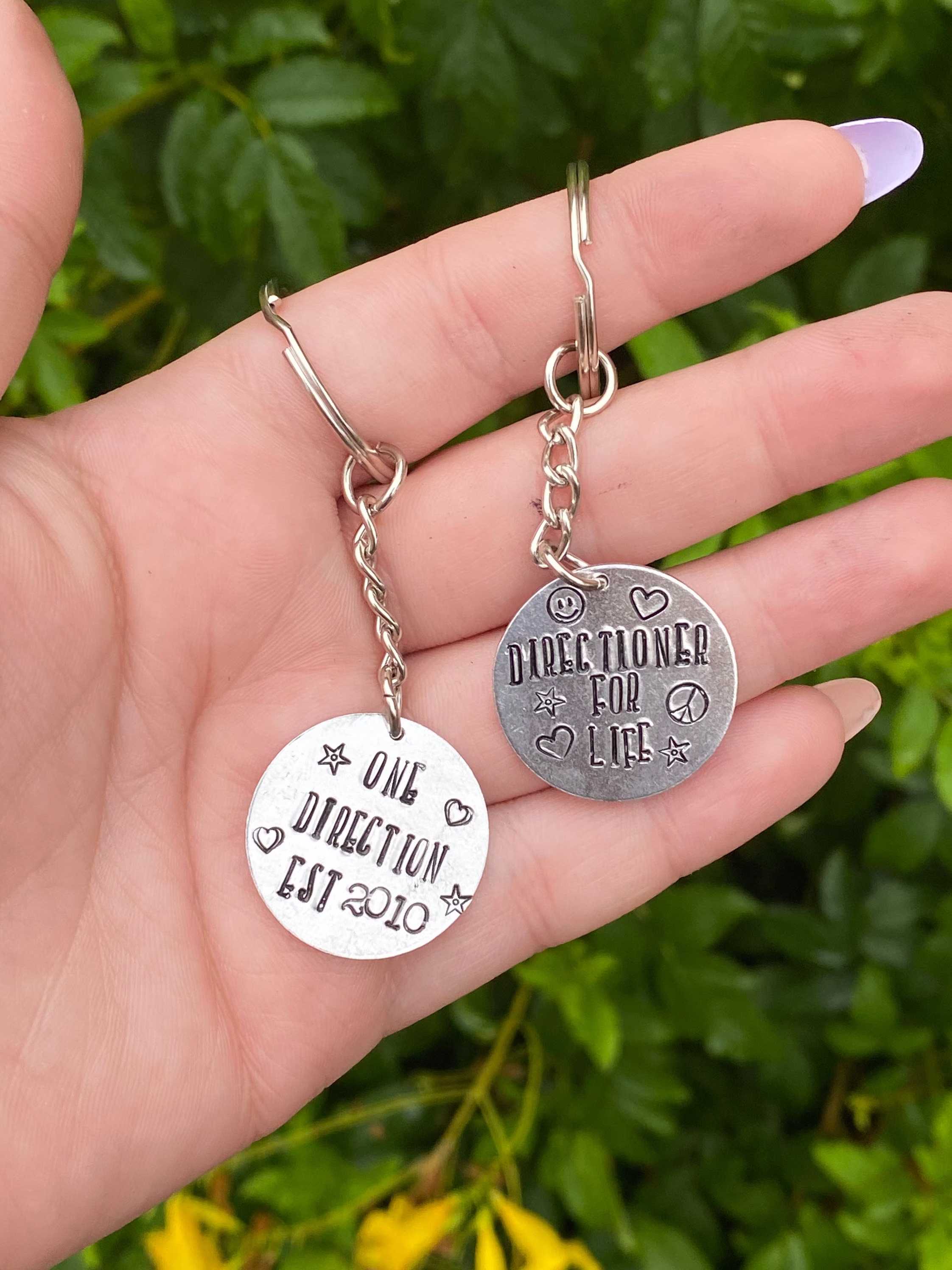 Handstamped One Direction Inspired Keychains