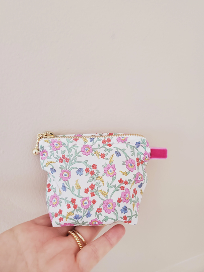 Liberty Cosmetic Pouch/Makeup Fabric Flower Print Bag Mini Zipper Pretty