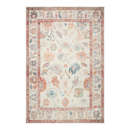 Multicolor Floral Distressed Persian Style Zoe Area Rug - Polyester - 5' x 8' by World Market