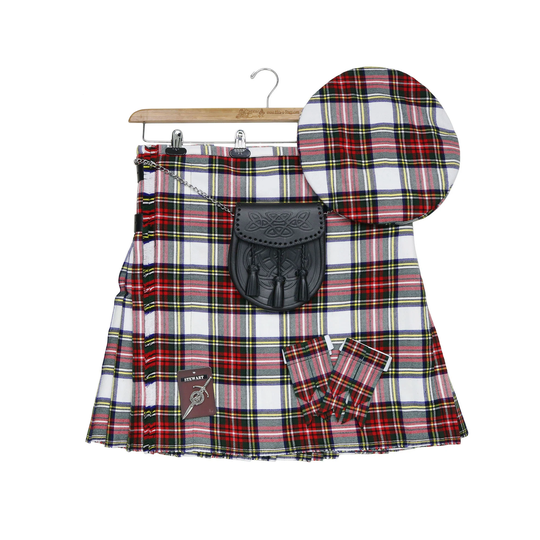 stewart Dress Modern Wool-Blend Homespun Tartan Kilt & Accessories Bundle