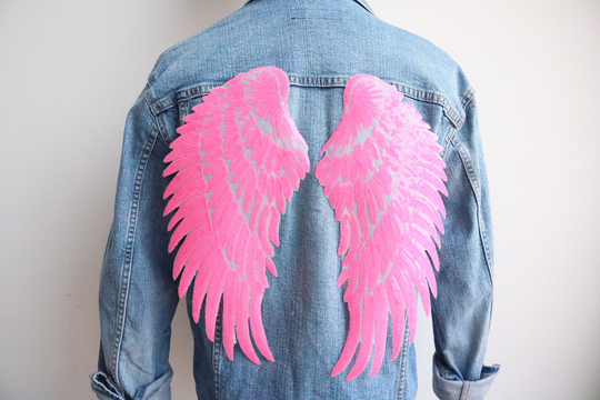 Pink Sequined Angel Wings Patch, Glitter, Wings, Iron On Patch, Embroidered Patch, Sew Patch, Applique
