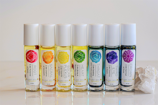 Chakra Essential Oils Blends Set With Crystals For Yoga, Meditation, Reiki Healing, Oil, Mothers Day