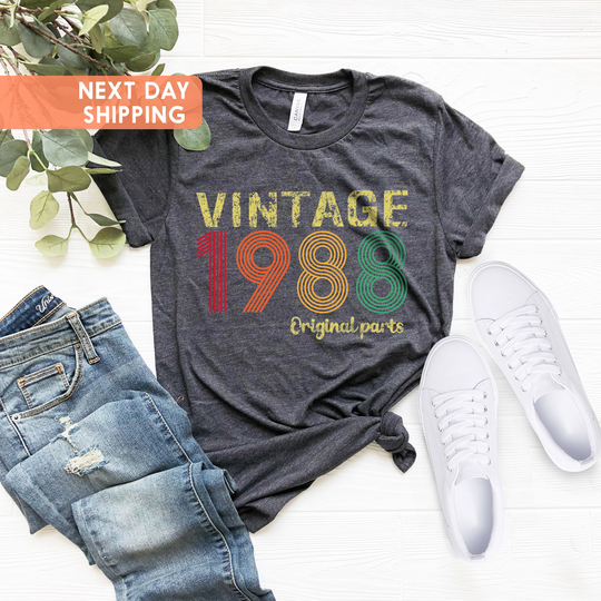 1988 Original Parts Shirt, 34Th Birthday Gift For Men, Vintage Woman Classic Born In
