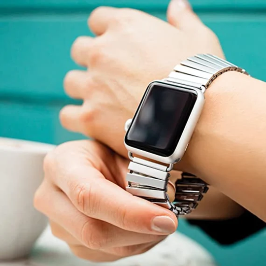 Stretchable Elastic Stretch For Apple Watch Band 38mm 40mm 41mm 42mm 44mm 45mm Women Metal Iwatch Adjustable Wristband