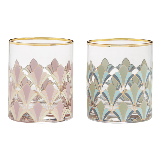 Art Deco Gable Double Old Fashioned Glasses Set of 2: Multi by World Market