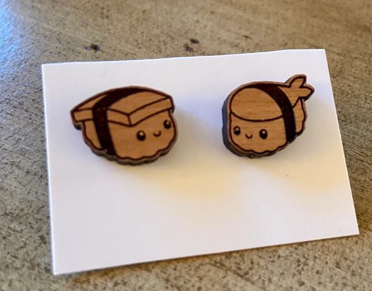 Taki & Ebi Sushi Stud Earrings. Laser Cut. Jmp Designs - Shop Name Jillmccp