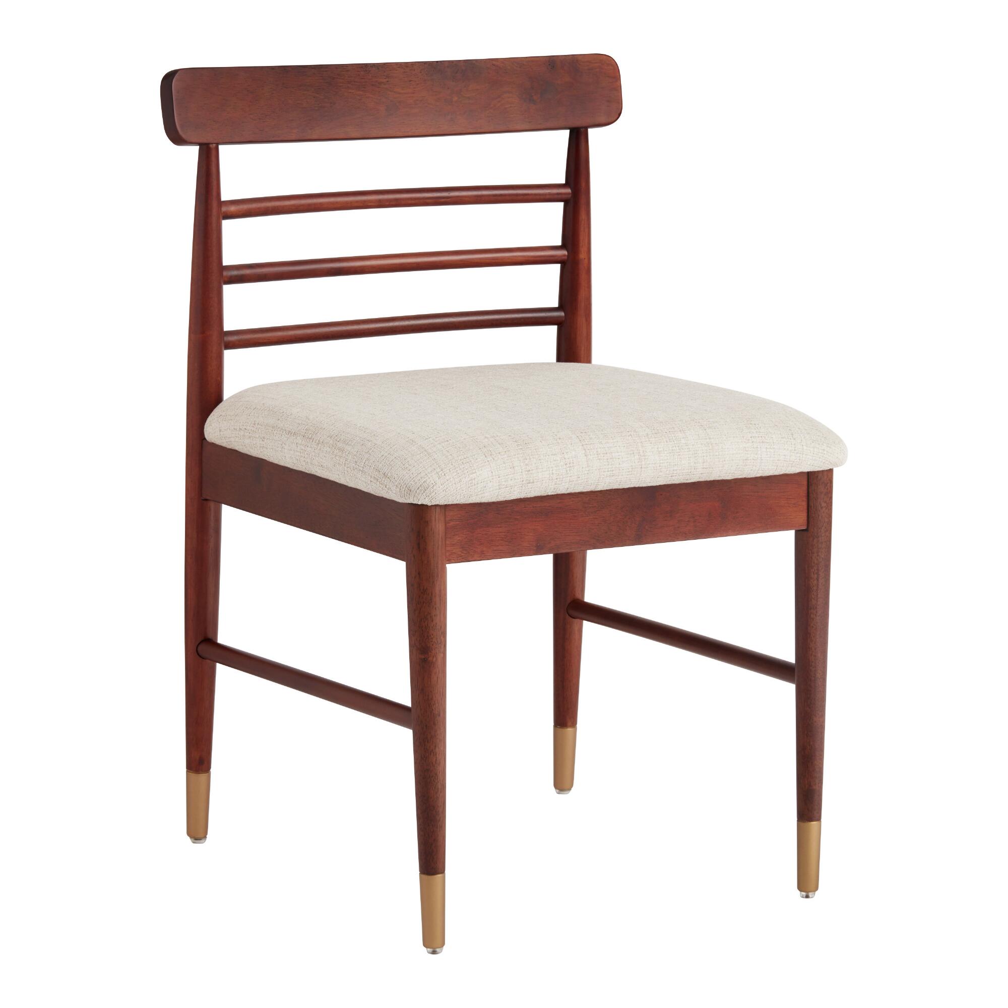 Walnut and Gold Mid Century Alianna Dining Chair Set of 2 - Polyester by World Market