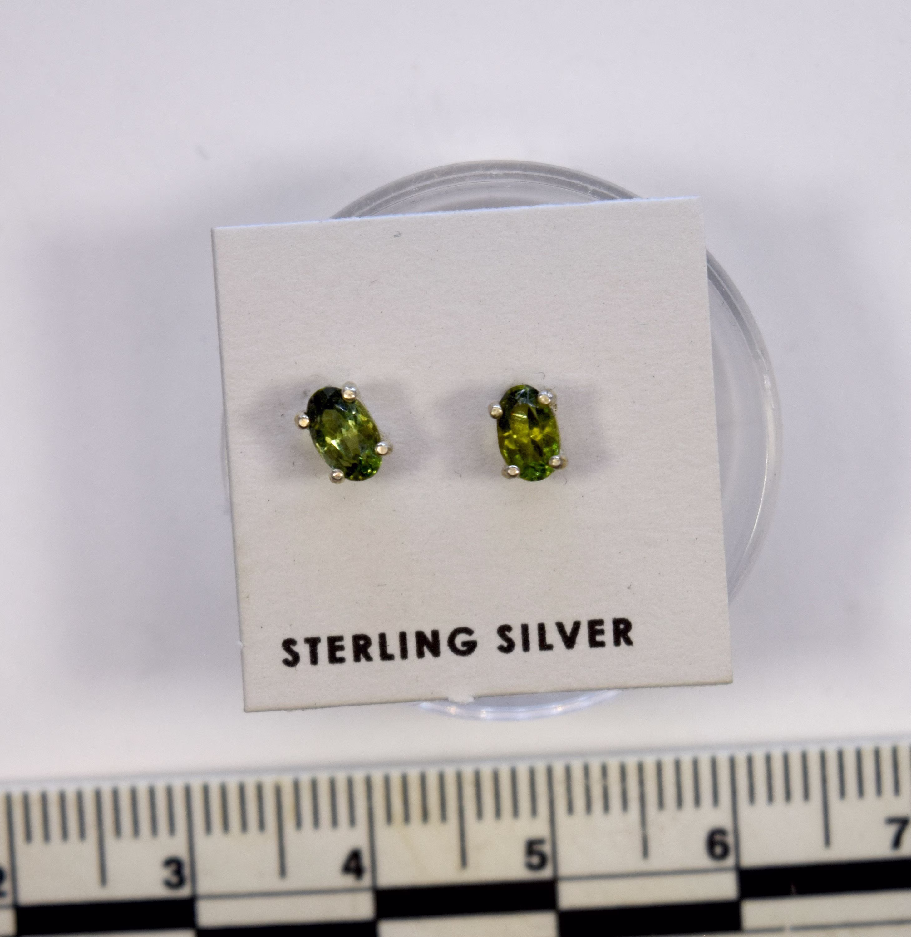 Verdelite Earrings Green Tourmaline 5 X 3mm Oval Cut Sterling Silver 4-Prong Stud