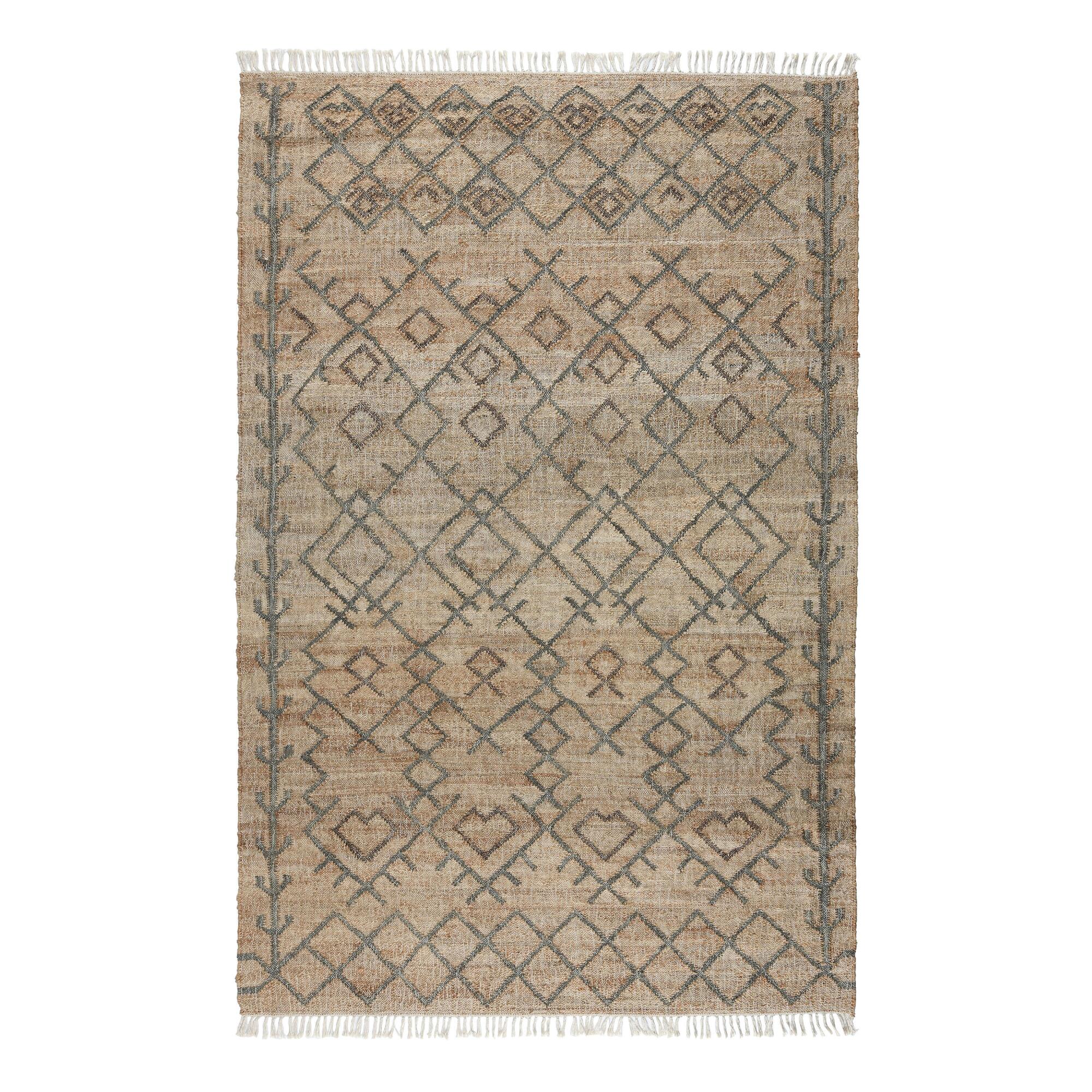 Natural And Sage Geometric Jute Accona Area Rug - Cotton - Runner/Runner 8' Length by World Market
