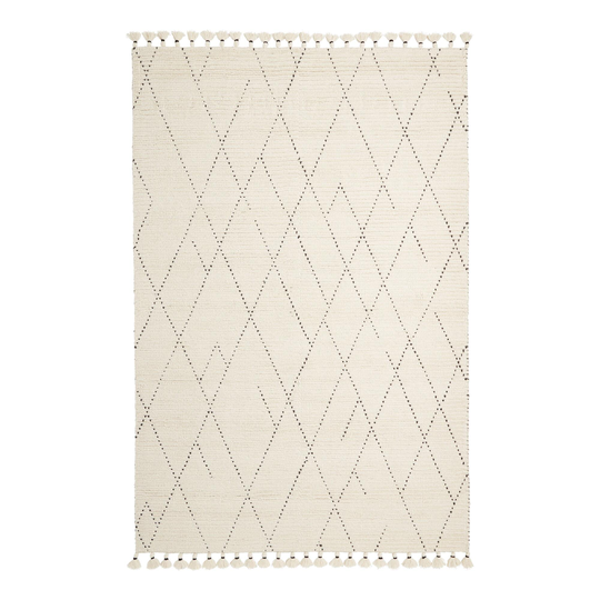 Ivory Moroccan Style Wool Logan Area Rug: White - 6' x 9' by World Market