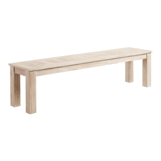 Whitewash Eucalyptus Sevilla Outdoor Patio Dining Bench: Natural - Wood by World Market