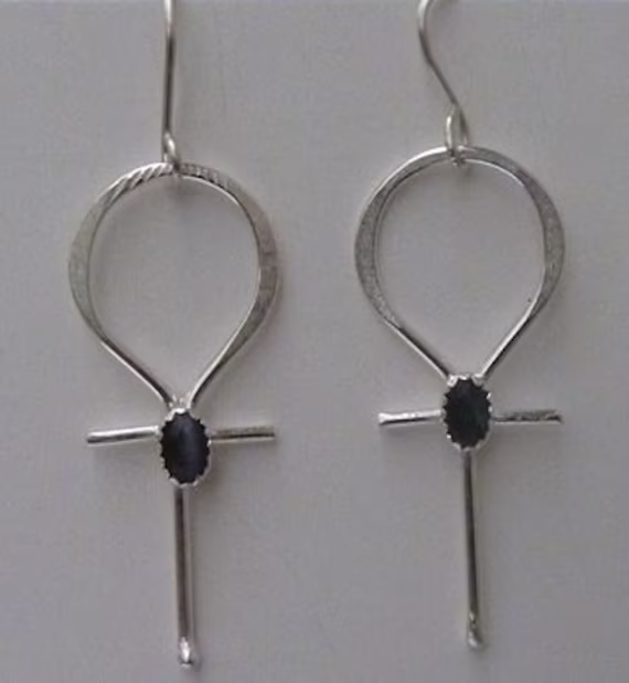 Holiday Gift Ankh Earrings in Sterling Silver Choose Their Favorite Stone Color