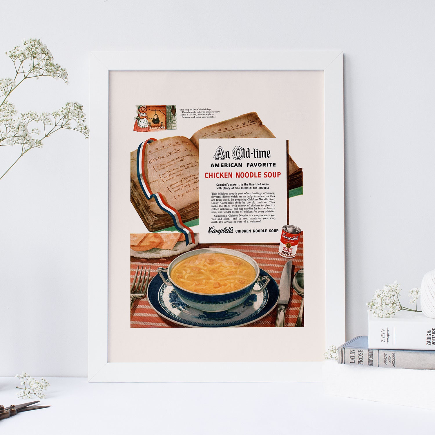 Vintage American Favorite - Chicken Noodle Soup Print, in A Can, Retro Nostalgic, 1950S, Kitchen Poster