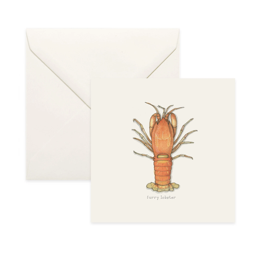 Lobsters Furry/Lobster Notecard Thank You Card Message Nature Illustration Crustacean Shellfish Seafood Culinary