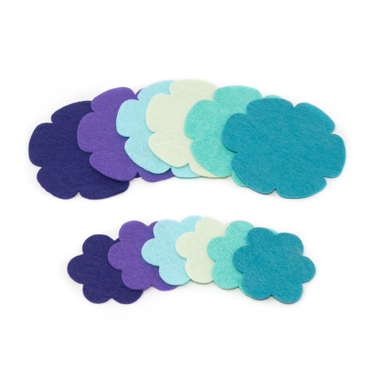 24 Grace Wool Blend Felt Die Cut Applique Flowers - Song Bird Colors