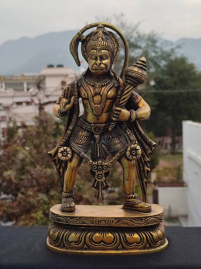 Hanuman Statue - 12 Inch Lord, Bajrangbali Idol Ram Bhakt Hanuman, Hindu God Of Strength & Power, Brass