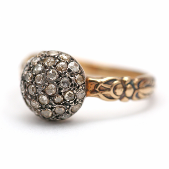 15K Rose Cut Diamond Cluster Ring