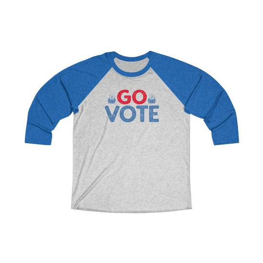 Go Vote Unisex Tri-Blend 3/4 Raglan Tee 2020 Election ~ Us Register To Voter Registration Shirt Day