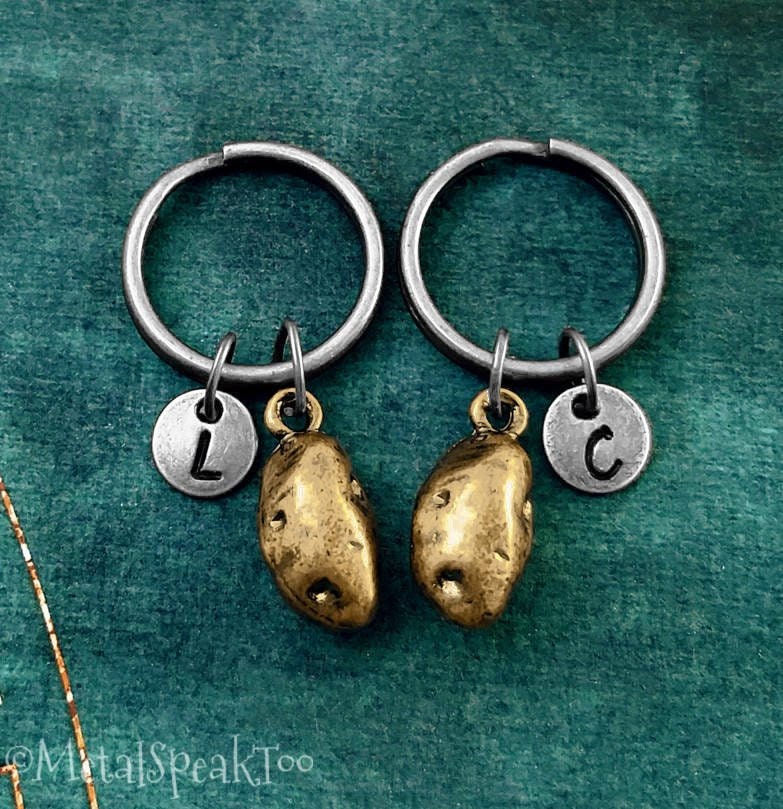 Potato Keychain Set Of 2 Small Bronze Charm Keychains Potatoes Keyring Best Friend Friendship Boyfriend
