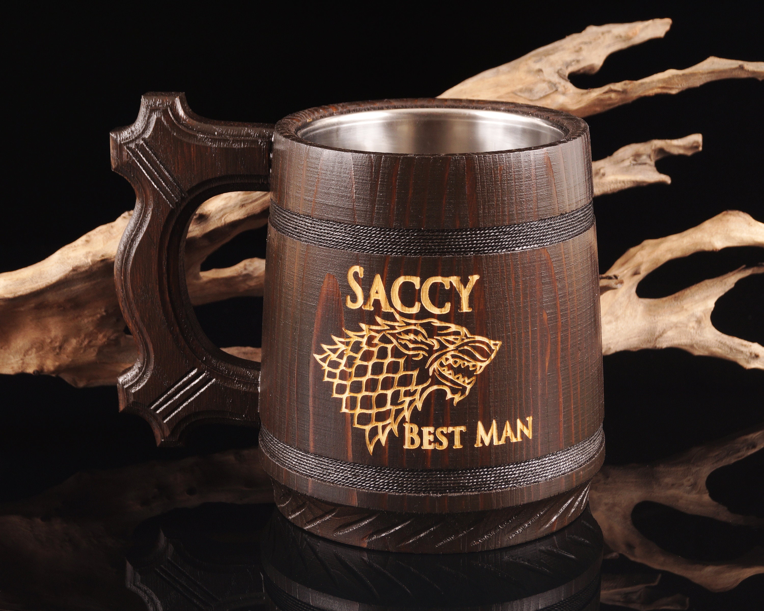 Personalize Beer Mug, Groomsmen Gift, Custom Stein, Wooden Tankard, Best Man Proposal, Gift For Him, From Bride To Groom