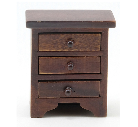 Dollhouse Miniature Night Stand With Working Drawers in Walnut