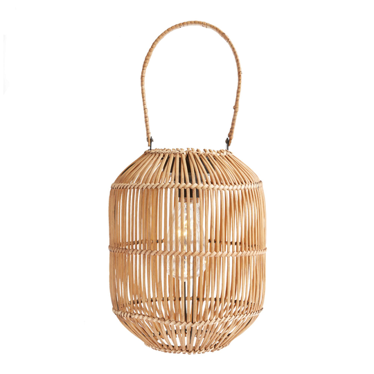 Natural Fiber Oblong Teardrop Solar LED Lantern by World Market