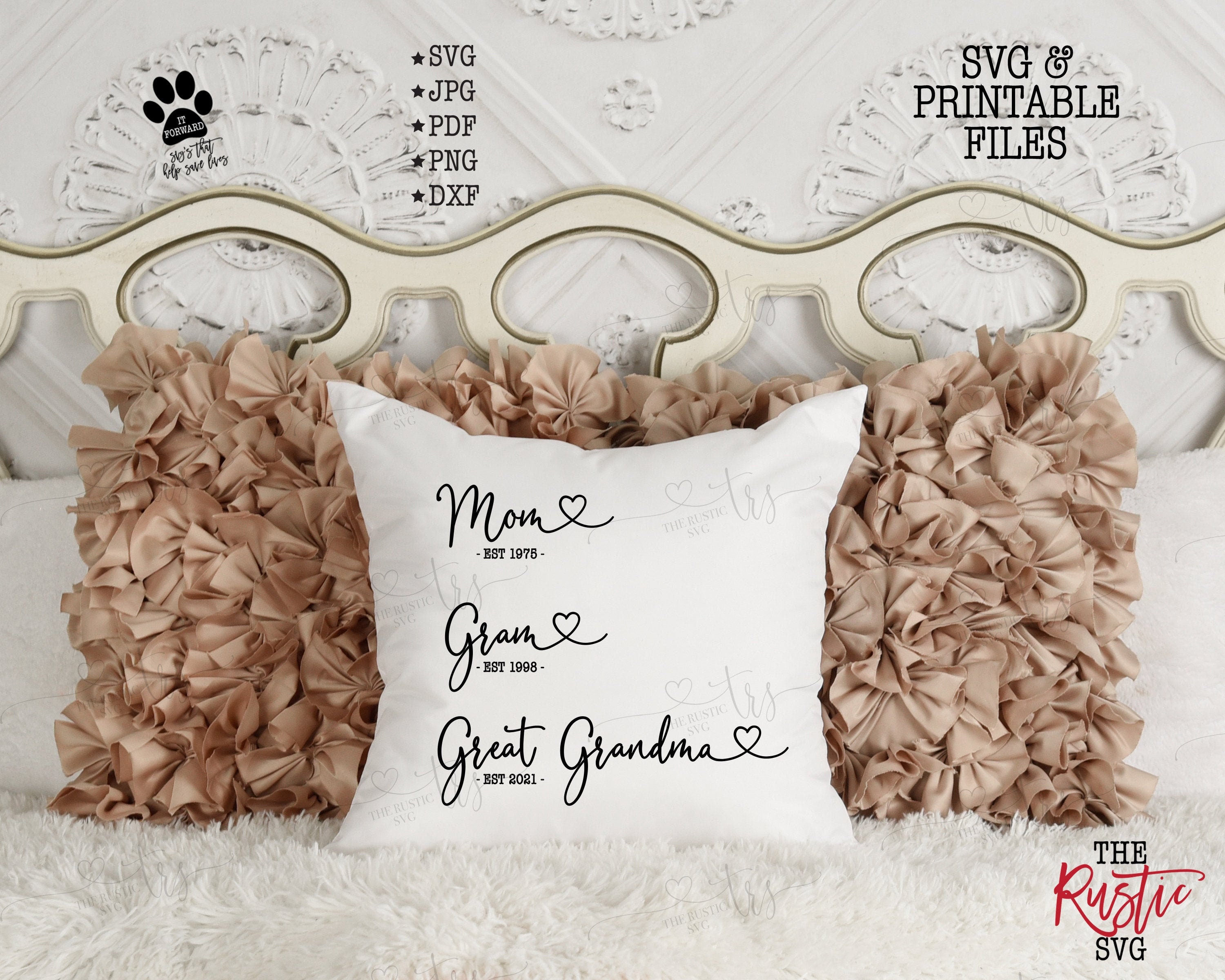 Mom Gram Great Grandma, Names Sign, Pillow, Gram, Gift, Svg, Mother's Day Cricut, Silhouette, 027