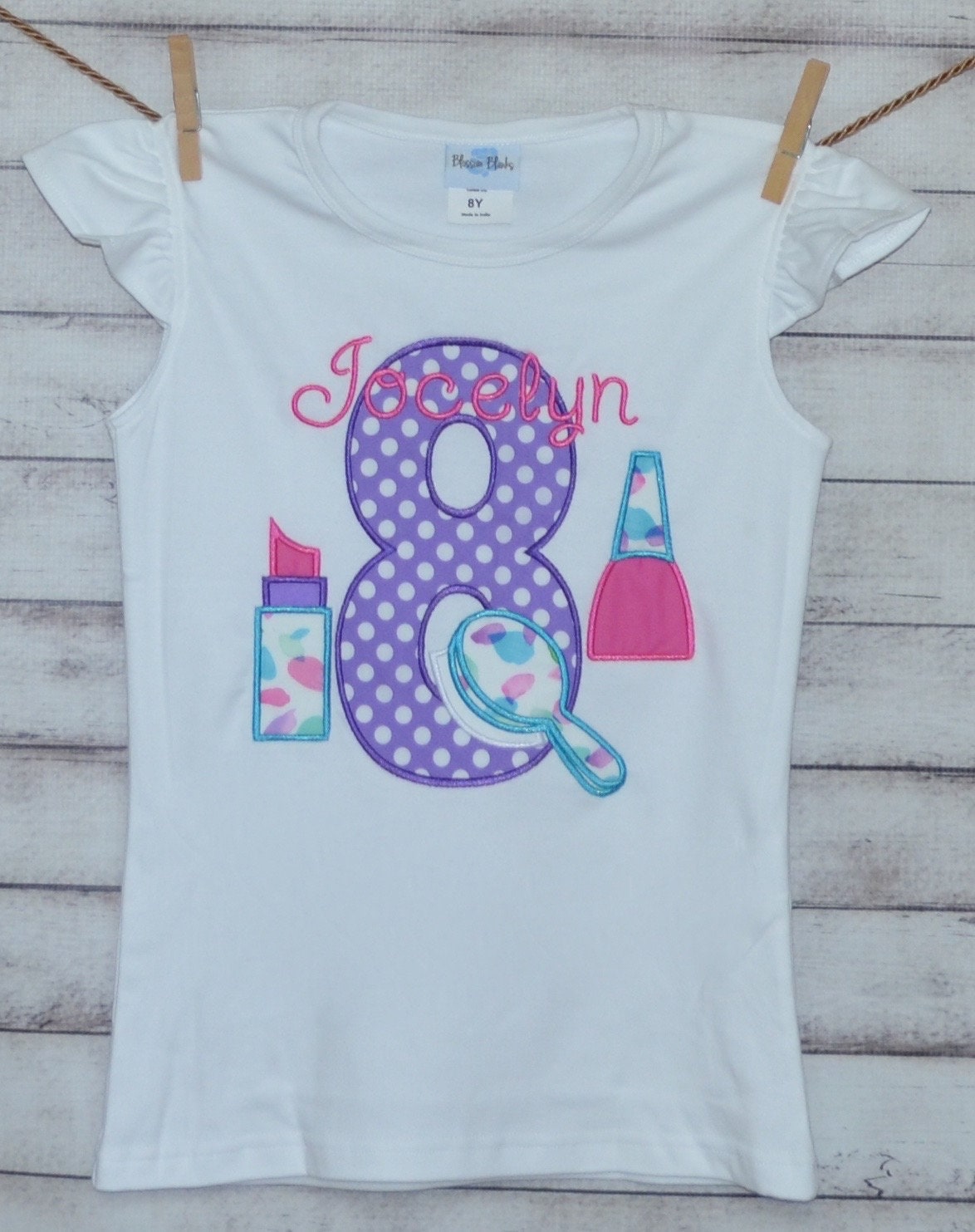 Personalized Birthday Make Up Spa Applique Shirt Or Bodysuit Girl Boy